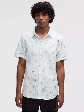 NWOT lululemon athletica White Short-Sleeve Shirt with Green Botanical Print